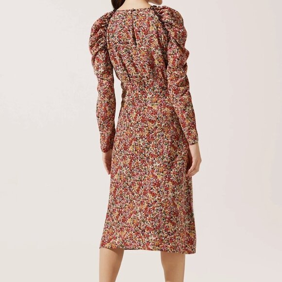 Ruched Sleeve Floral Midi | ASTR the Label​ - Picture 4 of 4
